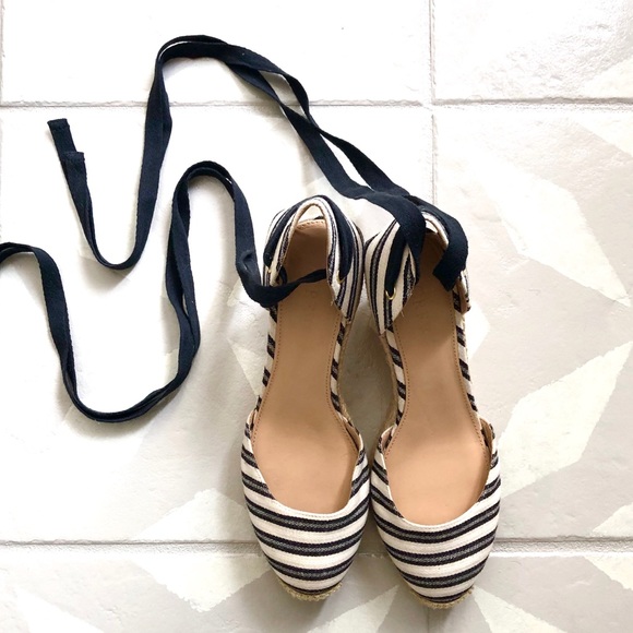J Crew canvas wedge stripes espadrille sandal 7 - Picture 2 of 7
